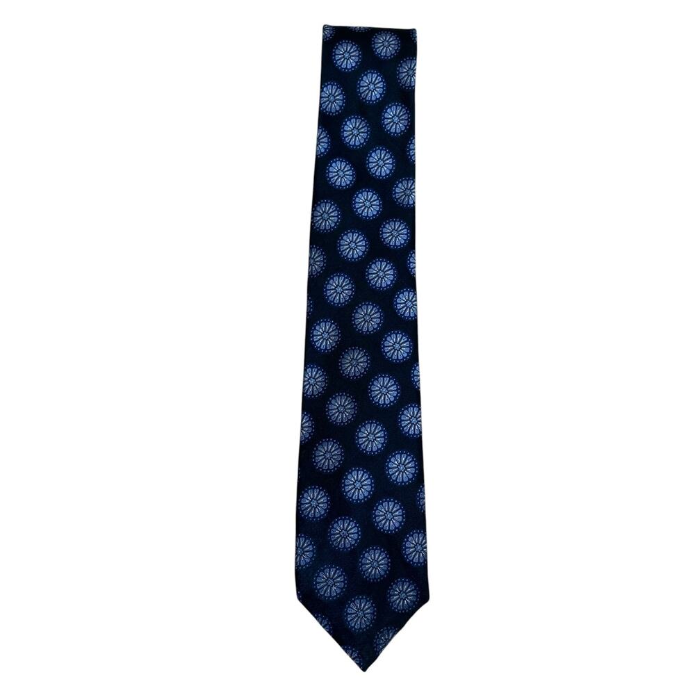 Ted Baker Black With Blue Floral Print Silk Tie 58"x 3.25"